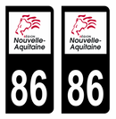 Autocollant Plaque d'immatriculation Voiture Département 86 Noir