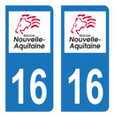 Autocollant Plaque d'immatriculation Voiture Département 16 Noir