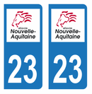 Autocollant Plaque d'immatriculation Voiture Département 23 Noir