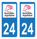 Autocollant Plaque d'immatriculation Voiture Département 24 Noir