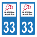 Autocollant Plaque d'immatriculation Voiture Département 33 Noir