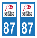 Autocollant Plaque d'immatriculation Voiture Département 87