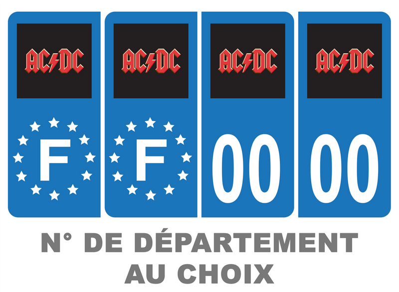 50 Stickers autocollant plaque d'immatriculation départements au choix