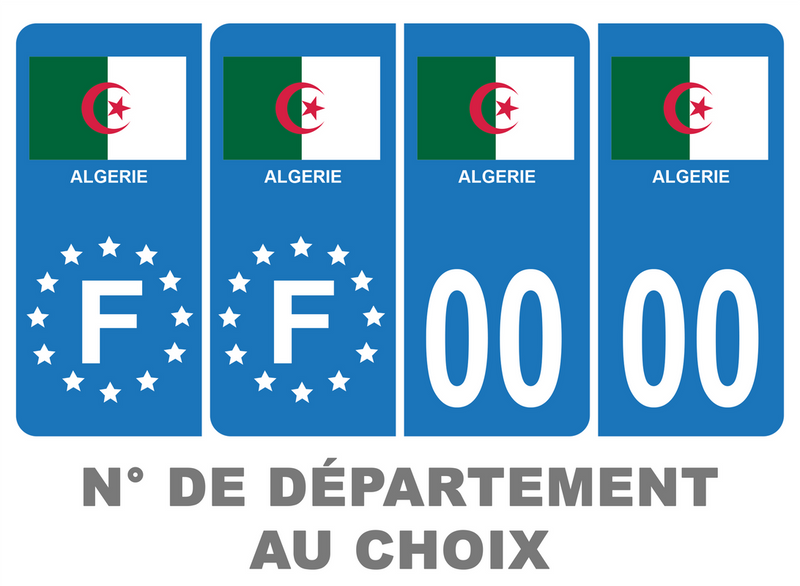 Pack Premium Autocollant Plaque d'immatriculation Pays Algérie Noir