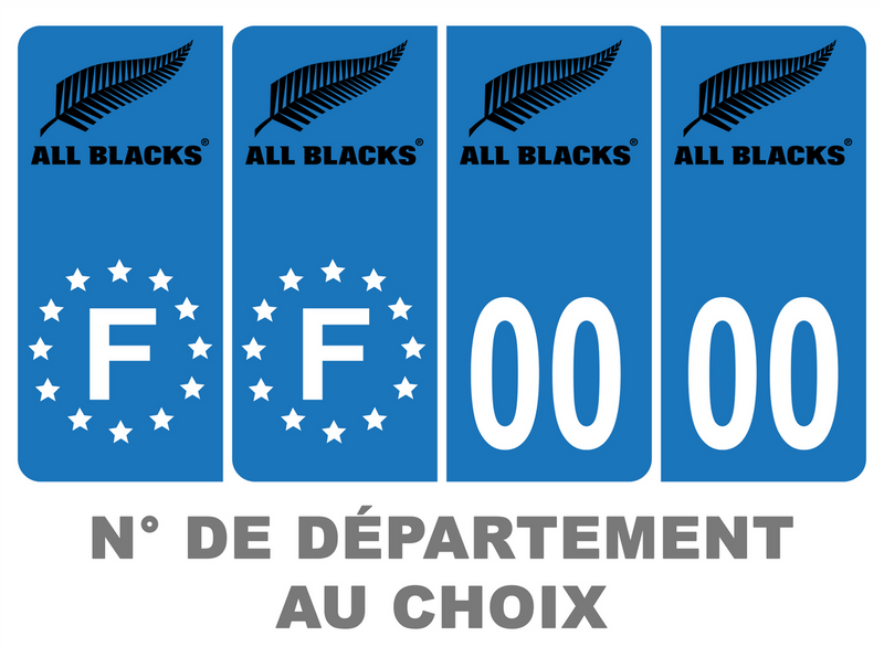 Pack Premium Autocollant Plaque d'immatriculation All Blacks Noir