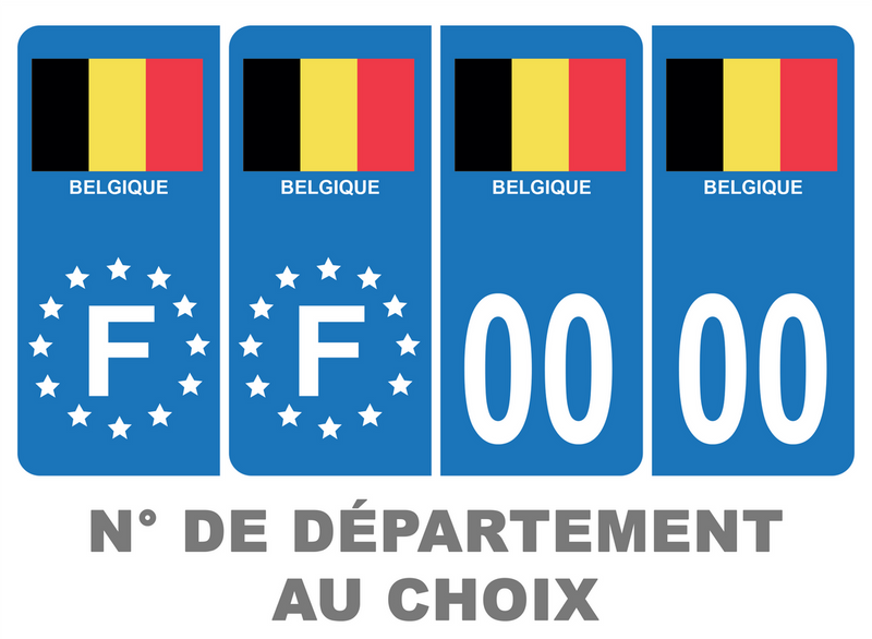 Pack Premium Autocollant Plaque d'immatriculation Pays Belgique Noir