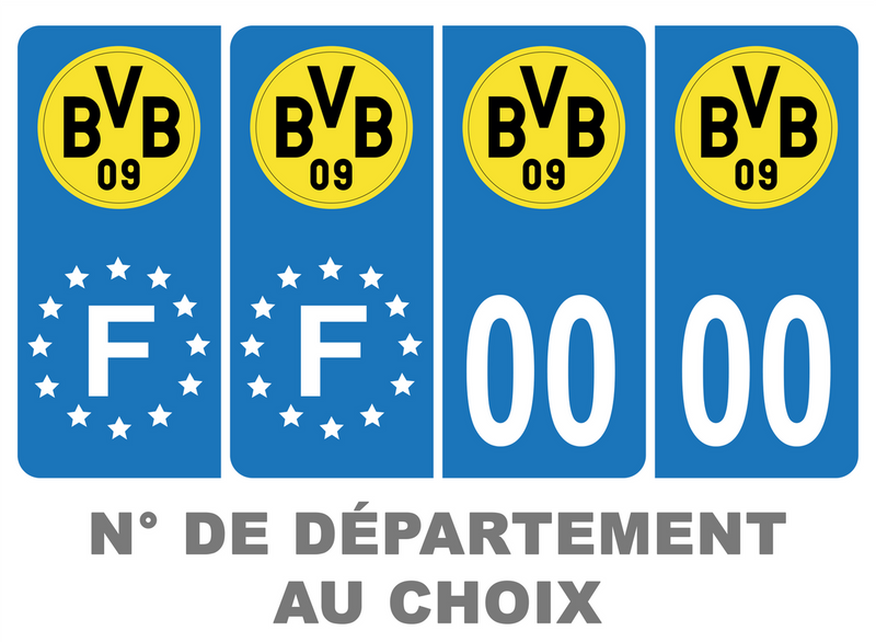 Pack Premium Autocollant Plaque d'immatriculation Borussia Dortmund Noir