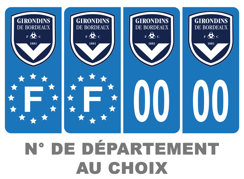 Pack Premium Autocollant Plaque d'immatriculation Girondins de Bordeaux