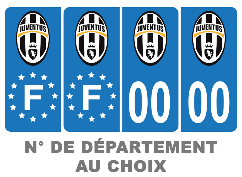 Pack Premium Autocollant Plaque d'immatriculation Juventus Noir