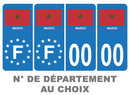 Pack Premium Autocollant Plaque d'immatriculation Pays Maroc Noir