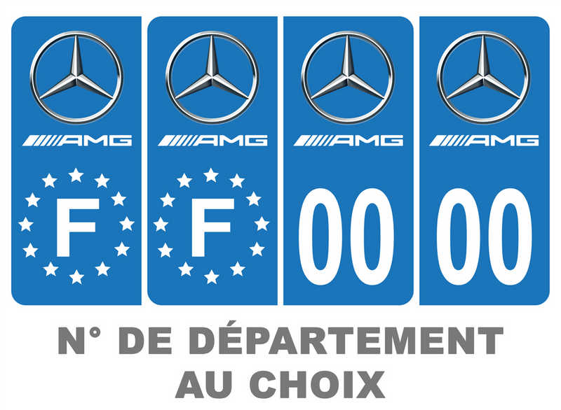Pack Premium Autocollant Plaque d'immatriculation Mercedes AMG Noir