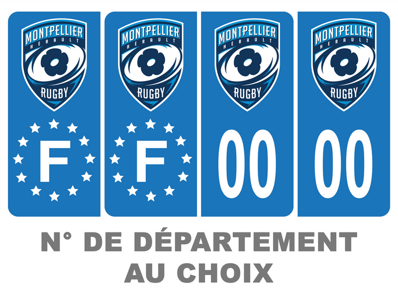 Pack Premium Autocollant Plaque d'immatriculation Montpellier Rugby Noir
