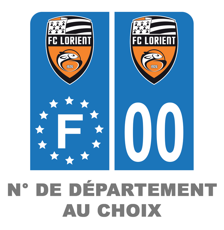 Pack Moto Premium Autocollant Plaque d'immatriculation FC Lorient Noir