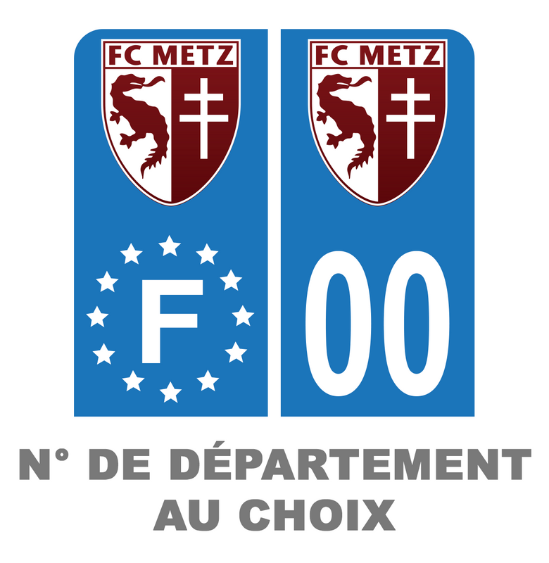 Pack Moto Premium Autocollant Plaque d'immatriculation FC Metz