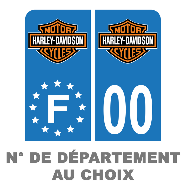 Pack Moto Premium Autocollant Plaque d'immatriculation Harley Davidson Noir