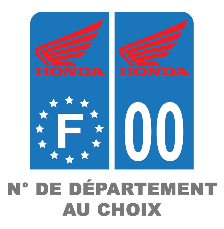 Pack Moto Premium Autocollant Plaque d'immatriculation Honda Noir