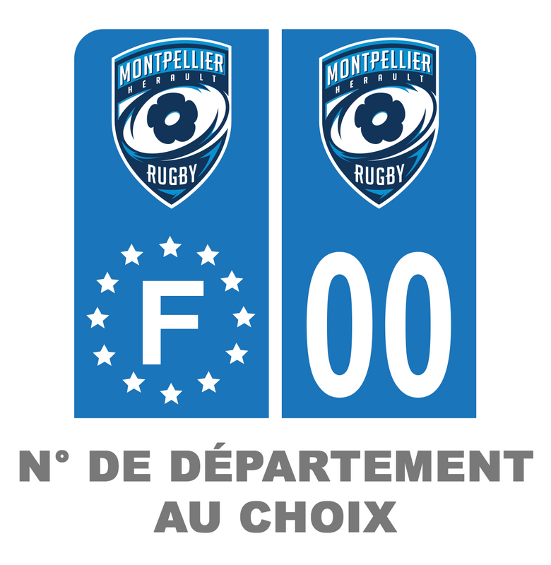 Pack Moto Premium Autocollant Plaque d'immatriculation Montpellier Rugby Noir