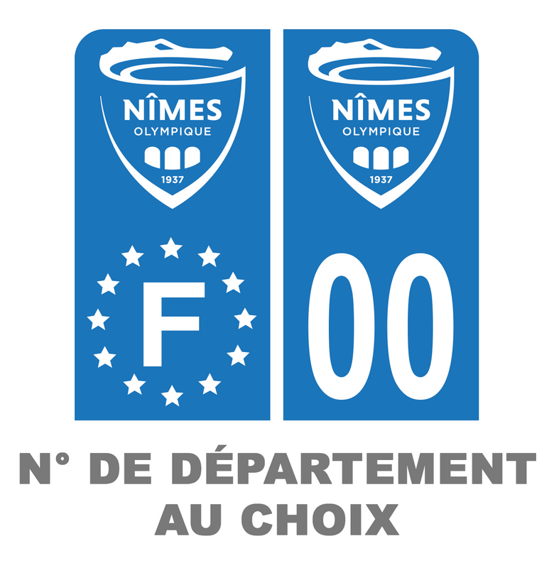 Pack Moto Premium Autocollant Plaque d'immatriculation Nîmes Olympique Noir