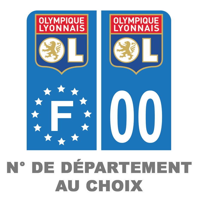 Pack Moto Premium Autocollant Plaque d'immatriculation Olympique Lyonnais