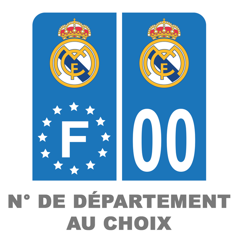 Pack Moto Premium Autocollant Plaque d'immatriculation Real Madrid Noir