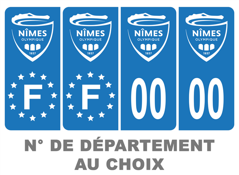Pack Premium Autocollant Plaque d'immatriculation Nîmes Olympique Noir