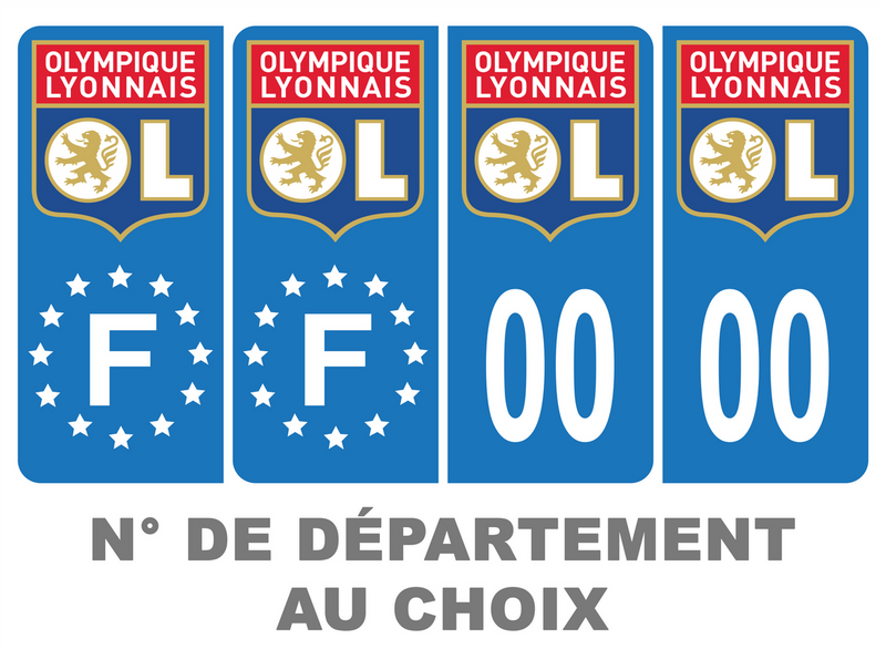 Pack Premium Autocollant Plaque d'immatriculation Olympique Lyonnais