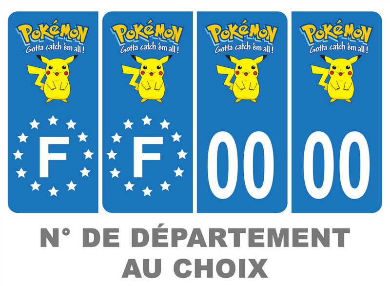 Pack Premium Autocollant Plaque d'immatriculation Pokemon Pikachu Noir