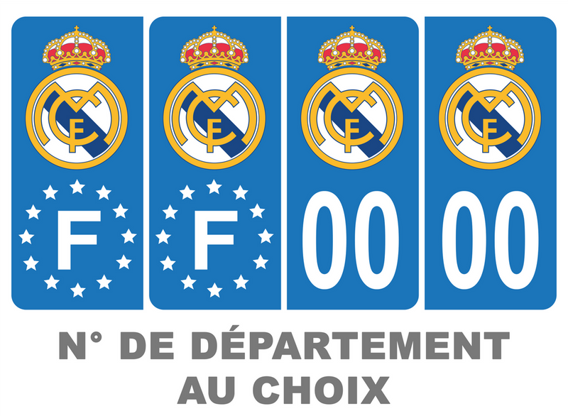 Pack Premium Autocollant Plaque d'immatriculation Real Madrid Noir