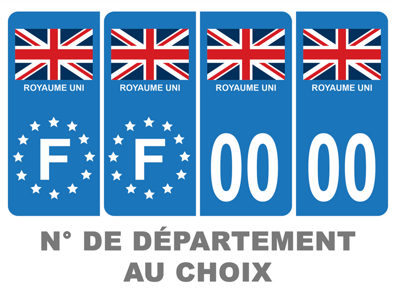 Pack Premium Autocollant Plaque d'immatriculation Pays Royaume Uni