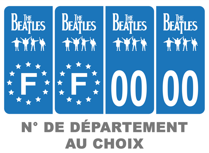 Pack Premium Autocollant Plaque d'immatriculation The Beatles Noir