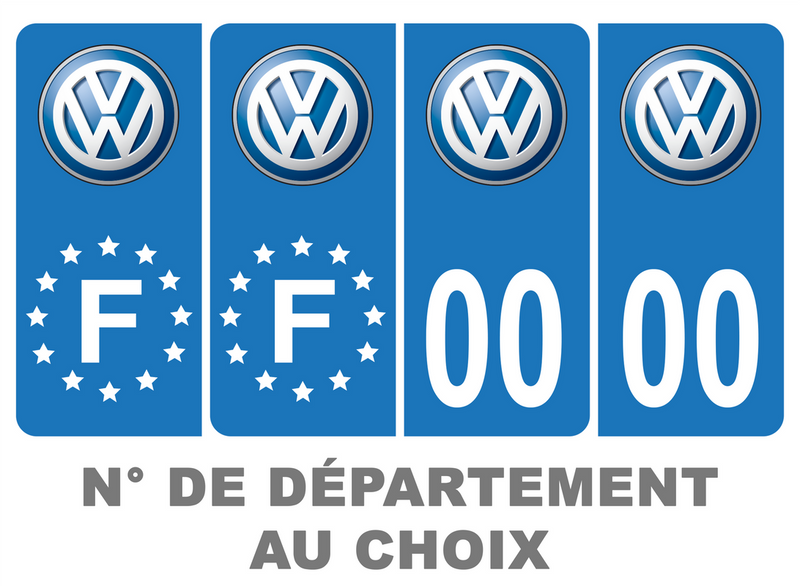 Pack Premium Autocollant Plaque d'immatriculation Volkswagen Noir