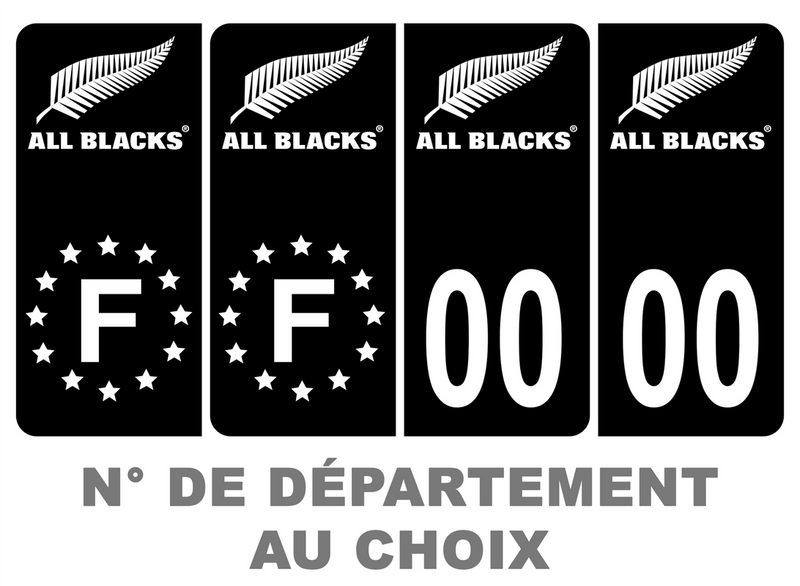 Pack Premium Autocollant Plaque d'immatriculation All Blacks Noir