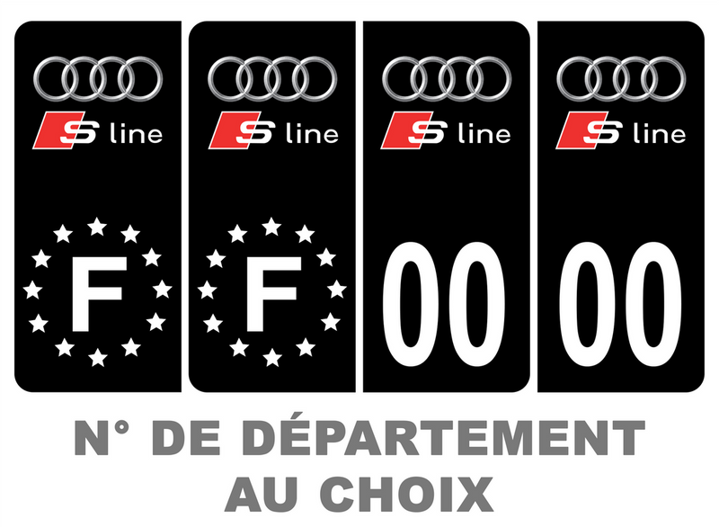 Pack Premium Autocollant Plaque d'immatriculation Audi S Line Noir