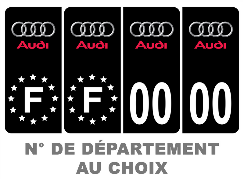 Pack Premium Autocollant Plaque d'immatriculation Audi Noir