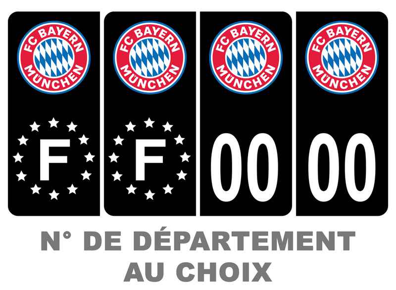 Pack Premium Autocollant Plaque d'immatriculation FC Bayern Munich Noir