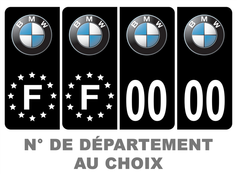 Pack Premium Autocollant Plaque d'immatriculation BMW Noir