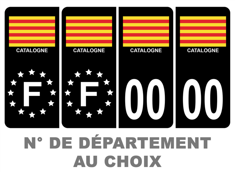 Pack Premium Autocollant Plaque d’immatriculation Catalogne Noir