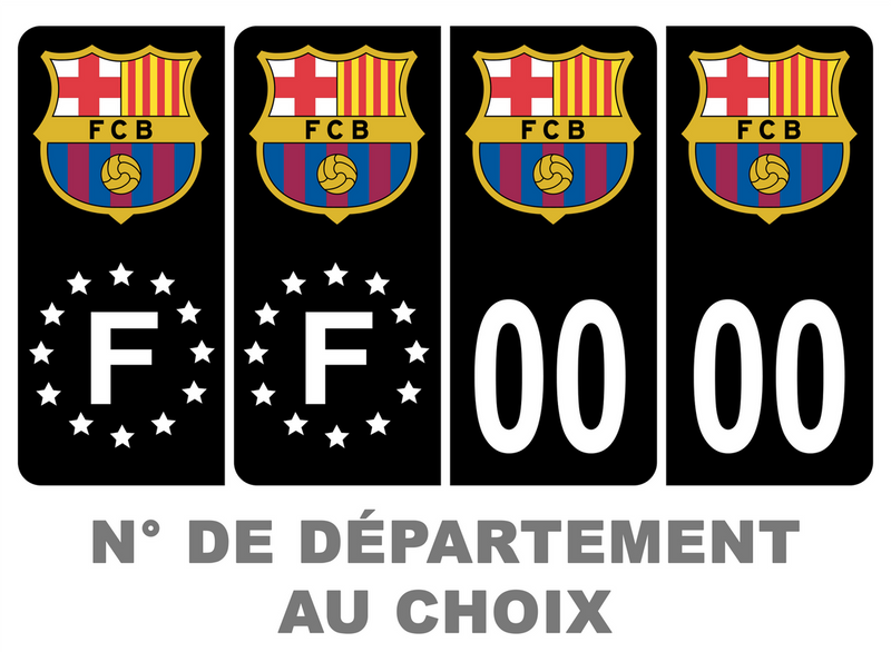 Pack Premium Autocollant Plaque d'immatriculation FCB Barcelone Noir
