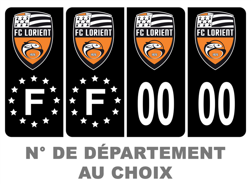 Pack Premium Autocollant Plaque d'immatriculation FC Lorient Noir