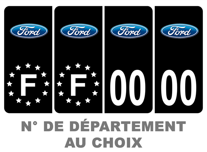 Pack Premium Autocollant Plaque d'immatriculation Ford Noir