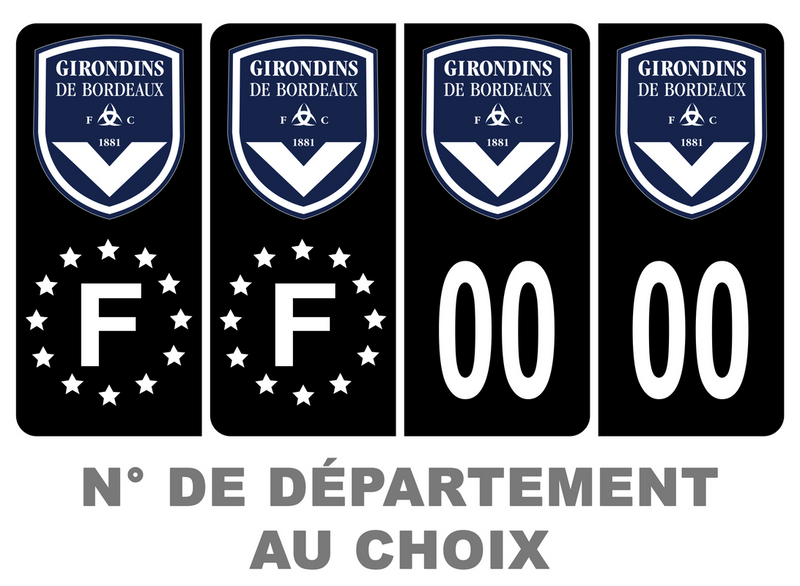 Pack Premium Autocollant Plaque d'immatriculation Girondins de Bordeaux