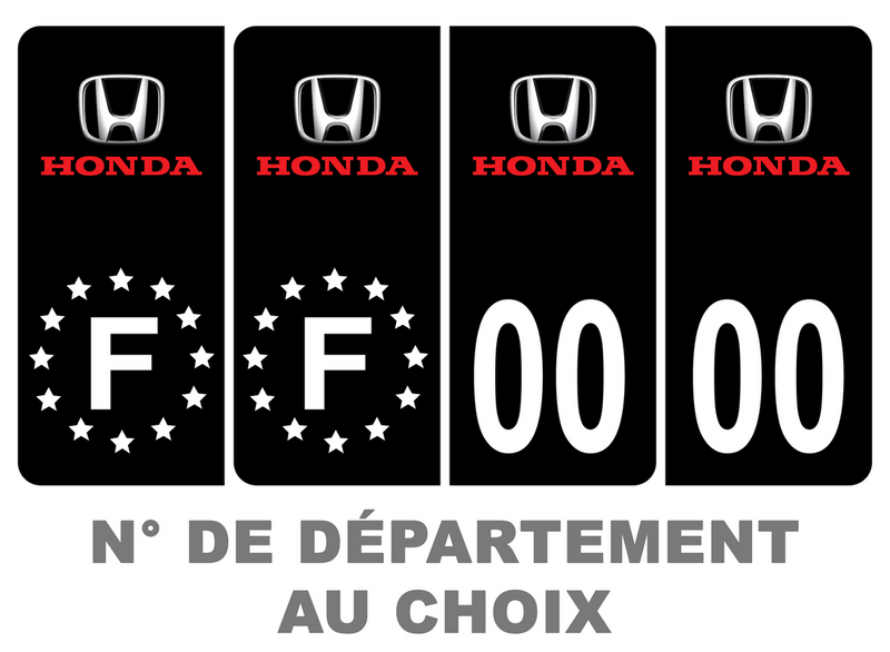 Pack Premium Autocollant Plaque d'immatriculation Honda Noir