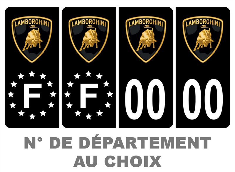 Pack Premium Autocollant Plaque d'immatriculation Lamborghini Noir