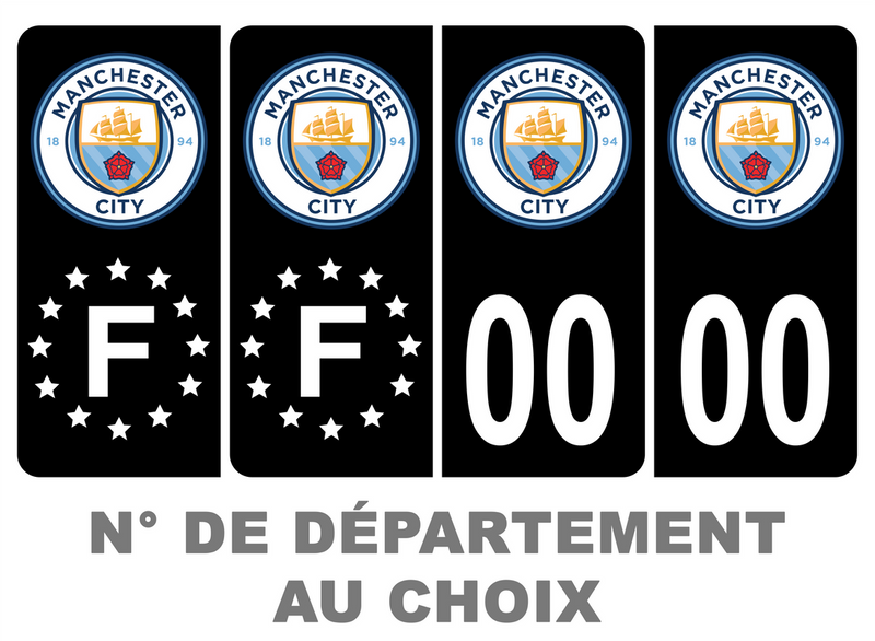 Pack Premium Autocollant Plaque d'immatriculation Manchester City