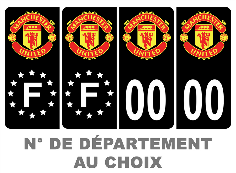 Pack Premium Autocollant Plaque d'immatriculation Manchester United Noir