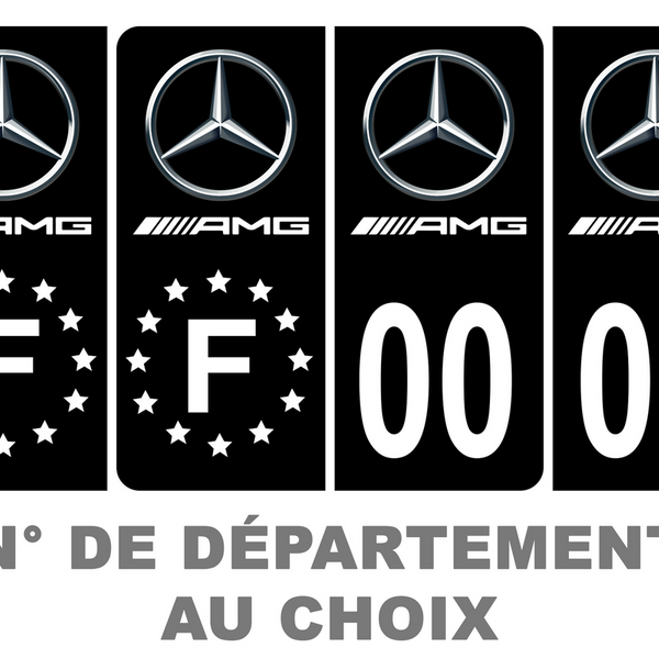 2 Stickers autocollant plaque d immatriculation Mercedes
