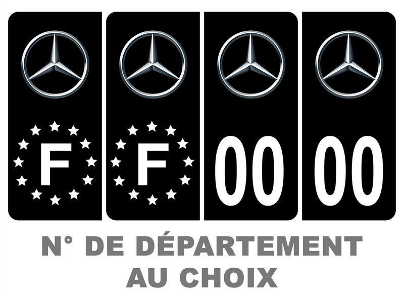 Pack Premium Autocollant Plaque d'immatriculation Mercedes Noir