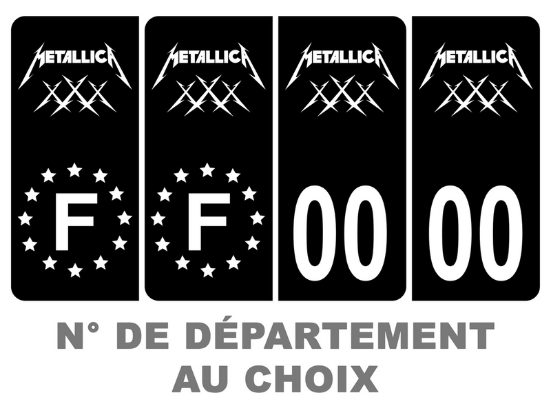 Pack Premium Autocollant Plaque d'immatriculation Metallica Noir