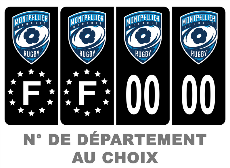 Pack Premium Autocollant Plaque d'immatriculation Montpellier Rugby Noir