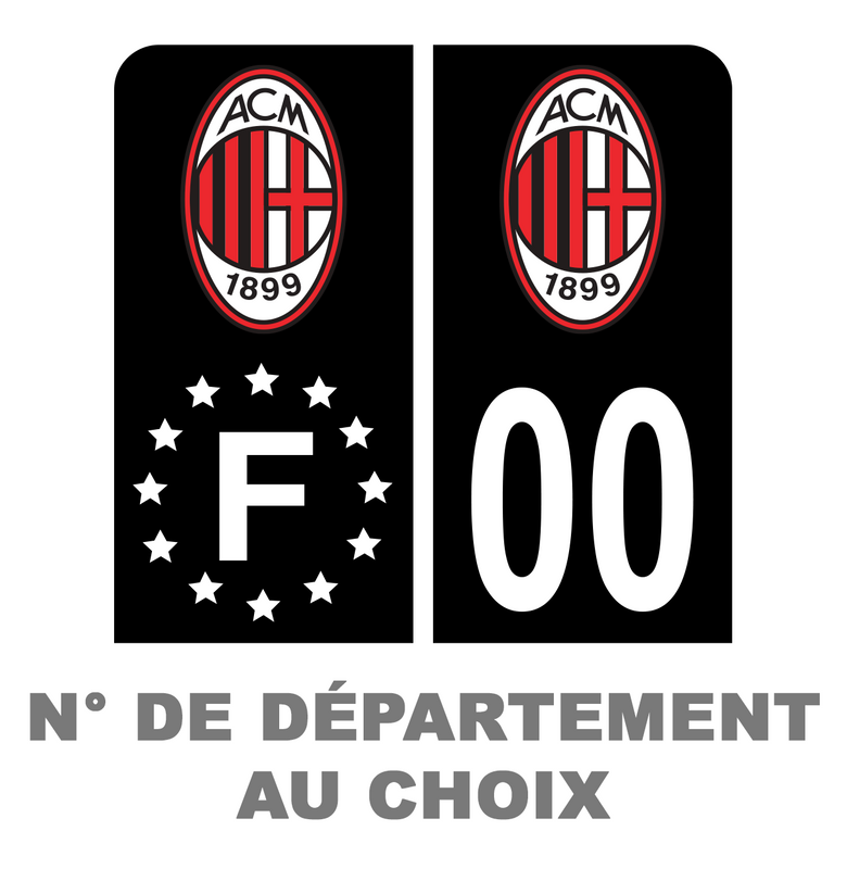 Pack Moto Premium Autocollant Plaque d'immatriculation AC Milan Noir